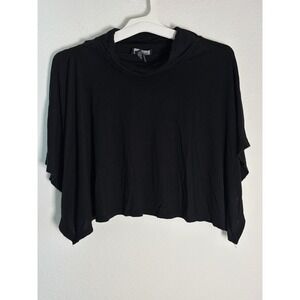 Amy Byer Girls Black Cowl Neck Cropped Poncho Top Size M 10-12 Layering Knit